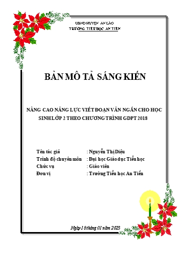 Sáng kiến kinh nghiệm Nâng cao năng lực viết đoạn văn ngắn cho học sinh Lớp 2 theo chương trình GDPT 2018 - Bộ sách Kết nối tri thức