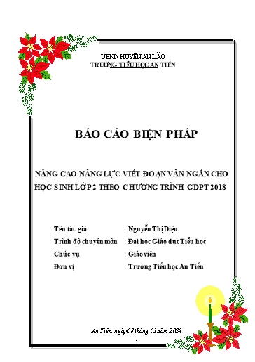 Sáng kiến kinh nghiệm Nâng cao nǎng lực viết đoạn vǎn ngắn cho học sinh Lớp 2 theo chương trình GDPT 2018 với sách giáo khoa mới