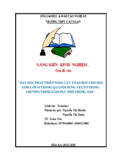 Sáng kiến kinh nghiệm Dạy học phát triển năng lực toán học cho học sinh Lớp 10 thông qua nội dung vectơ trong chương trình giáo dục phổ thông 2018 (Cả 3 bộ sách)