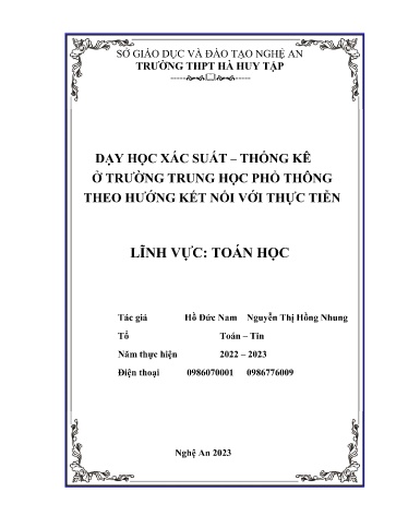 Sáng kiến kinh nghiệm Dạy học Xác suất - Thống kê ở trường trung học phổ thông theo hướng kết nối với thực tiễn