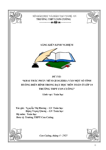 Sáng kiến kinh nghiệm Khai thác phần mềm GeoGebra vào một số tình huống điển hình trong dạy học môn toán ở Lớp 10 trường THPT Con Cuông theo bộ sách Kết nối tri thức