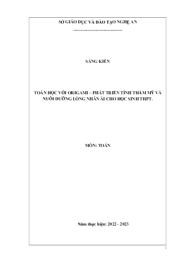 Sáng kiến kinh nghiệm Toán học với Origami - Phát triển tính thẩm mỹ và nuôi dưỡng lòng nhân ái cho học sinh THPT