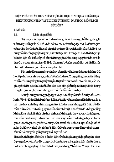 Sáng kiến kinh nghiệm Biện pháp phát huy niềm tự hào học sinh qua khắc họa biểu tượng nhân vật lịch sử trong dạy học môn Lịch sử Lớp 7 (bộ sách Kết nối tri thức)