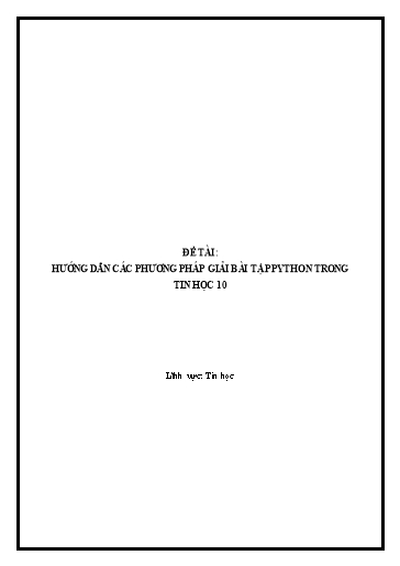 Sáng kiến kinh nghiệm Hướng dẫn các phương pháp giải bài tập Python trong Tin học 10 Kết nối tri thức