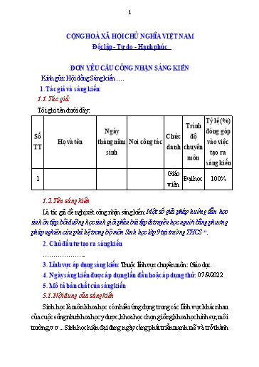 Sáng kiến kinh nghiệm Một số giải pháp hướng dẫn học sinh ôn tập, bồi dưỡng học sinh giỏi phần bài tập di truyền học người bằng phương pháp nghiên cứu phả hệ trong bộ môn Sinh học lớp 9 tại trường THCS