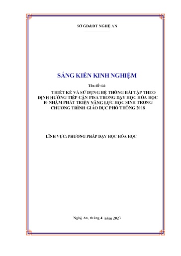 Sáng kiến kinh nghiệm Thiết kế và sử dụng hệ thống bài tập theo định hướng tiếp cận PISA trong dạy học Hóa học 10 nhằm phát triển năng lực học sinh trong chương trình GDPT 2018