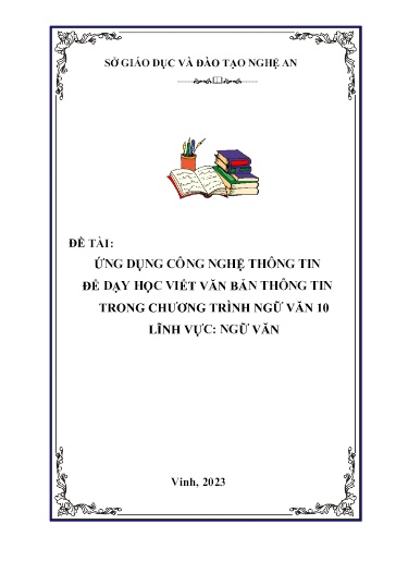 Sáng kiến kinh nghiệm Ứng dụng Công nghệ thông tin để dạy viết Văn bản thông tin trong chương trình Ngữ văn 10 SGK mới