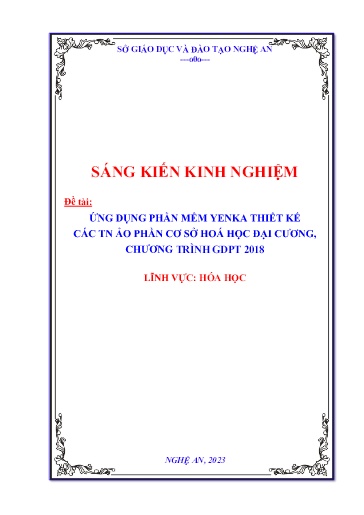 Sáng kiến kinh nghiệm Ứng dụng phần mềm Yenka thiết kế thí nghiệm ảo phần Cơ sở hóa học đại cương, chương trình GDPT 2018 sách giáo khoa mới