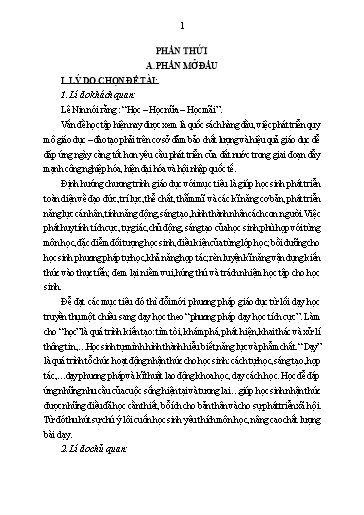 Sáng kiến kinh nghiệm Vận dụng kiến thức hóa học để giải thích một số hiện tượng thực tế trong chương trình Hóa học cấp THCS