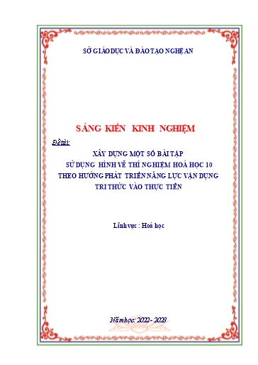 Sáng kiến kinh nghiệm Xây dựng một số bài tập sử dụng hình vẽ thí nghiệm Hoá học 10 theo hướng phát triển năng lực vận dụng tri thức vào thực tiễn