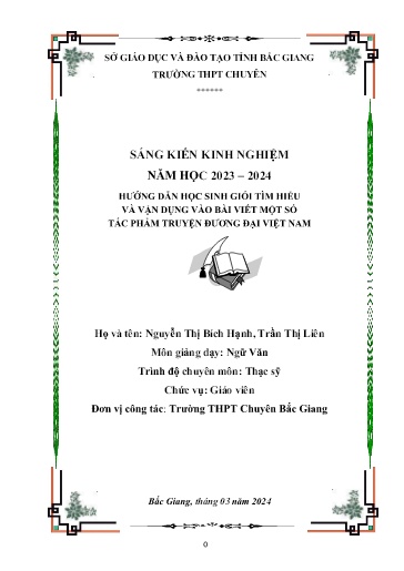 Sáng kiến kinh nghiệm Hướng dẫn học sinh giỏi tìm hiểu và vận dụng vào bài viết một số tác phẩm truyện đương đại Việt Nam