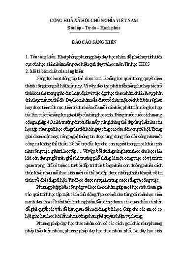 Sáng kiến kinh nghiệm Khai phóng phương pháp dạy học nhóm để phát huy tính tích cực của học sinh nhằm nâng cao hiệu quả dạy và học môn Tin học THCS, bộ sách Kết nối tri thức