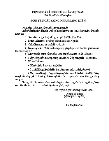 Sáng kiến kinh nghiệm Một số biện pháp giúp học sinh học tốt phân môn Học vần Lớp 1, bộ sách Kết nối tri thức