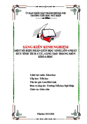 Sáng kiến kinh nghiệm Một số biện pháp giúp học sinh Lớp 4 phát huy tính tích cực, sáng tạo trong môn Khoa học