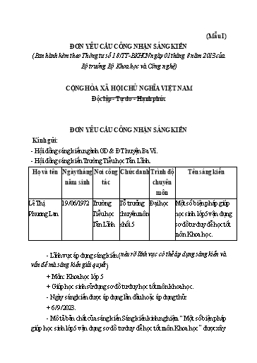 Sáng kiến kinh nghiệm Một số biện pháp giúp học sinh Lớp 5 vận dụng sơ đồ tư duy để học tốt môn Khoa học