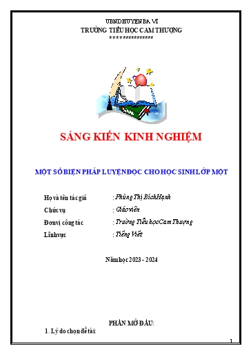 Sáng kiến kinh nghiệm Một số biện pháp luyện đọc cho học sinh Lớp 1
