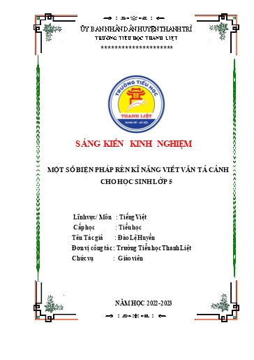 Sáng kiến kinh nghiệm Một số biện pháp rèn kĩ năng viết văn tả cảnh cho học sinh Lớp 5