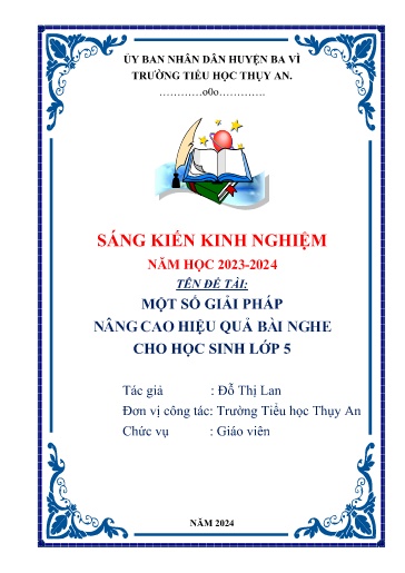 Sáng kiến kinh nghiệm Một số giải pháp nâng cao hiệu quả bài nghe cho học sinh Lớp 5