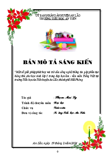 Sáng kiến kinh nghiệm Một số giải pháp phát huy vai trò của công nghệ thông tin góp phần tạo hứng thú cho học sinh Lớp 1 trong dạy học âm - Vần môn Tiếng Việt tại trường Tiểu học An Tiến