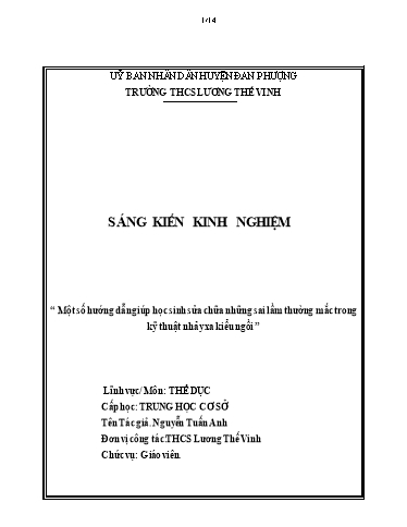Sáng kiến kinh nghiệm Một số hướng dẫn giúp học sinh sửa chữa những sai lầm thường mắc trong kỹ thuật nhảy xa kiểu ngồi