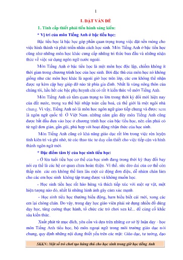 Sáng kiến kinh nghiệm Một số trò chơi tạo hứng thú cho học sinh trong giờ học tiếng Anh