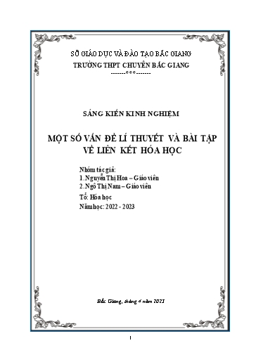 Sáng kiến kinh nghiệm Một số vấn đề lí thuyết và bài tập về liên kết hóa học cho học sinh Lớp 10