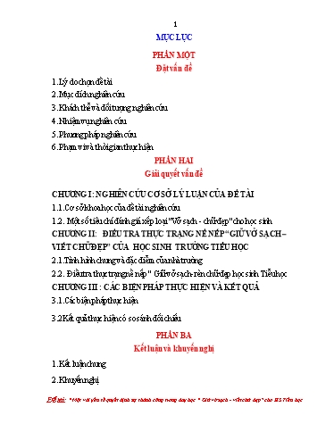 Sáng kiến kinh nghiệm Một vài yếu tố quyết định sự thành công trong day học “Giữ vở sạch - Viết chữ đẹp” cho học sinh Tiểu học