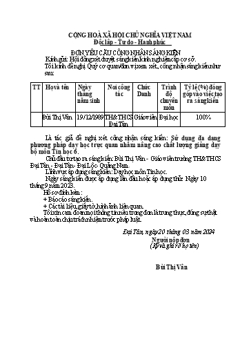 Sáng kiến kinh nghiệm Sử dụng đa dạng phương pháp dạy học trực quan nhằm nâng cao chất lượng giảng dạy bộ môn Tin học 6 (bộ sách Kết nối tri thức)