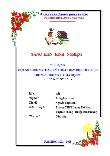 Sáng kiến kinh nghiệm Sử dụng một số phương pháp, kỹ thuật dạy học tích cực trong chương 1 - Hóa học 9