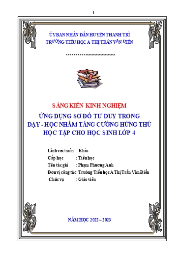 Sáng kiến kinh nghiệm Ứng dụng sơ đồ tư duy trong dạy, học nhằm tăng cường hứng thú học tập cho học sinh Lớp 4
