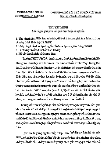 Sáng kiến kinh nghiệm Phân loại và cách giải bài toán tìm giới hạn hàm số trong chương trình Toán Lớp 11 THPT Sáng kiến kinh nghiệm Phân loại và cách giải bài toán tìm giới hạn hàm số trong chương trình Toán Lớp 11 THPT