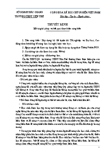 Sáng kiến kinh nghiệm Xây dựng bộ đề luyện thi Tốt nghiệp và Đại học, Cao đẳng theo hệ thống kĩ năng làm bài nghị Luận văn học